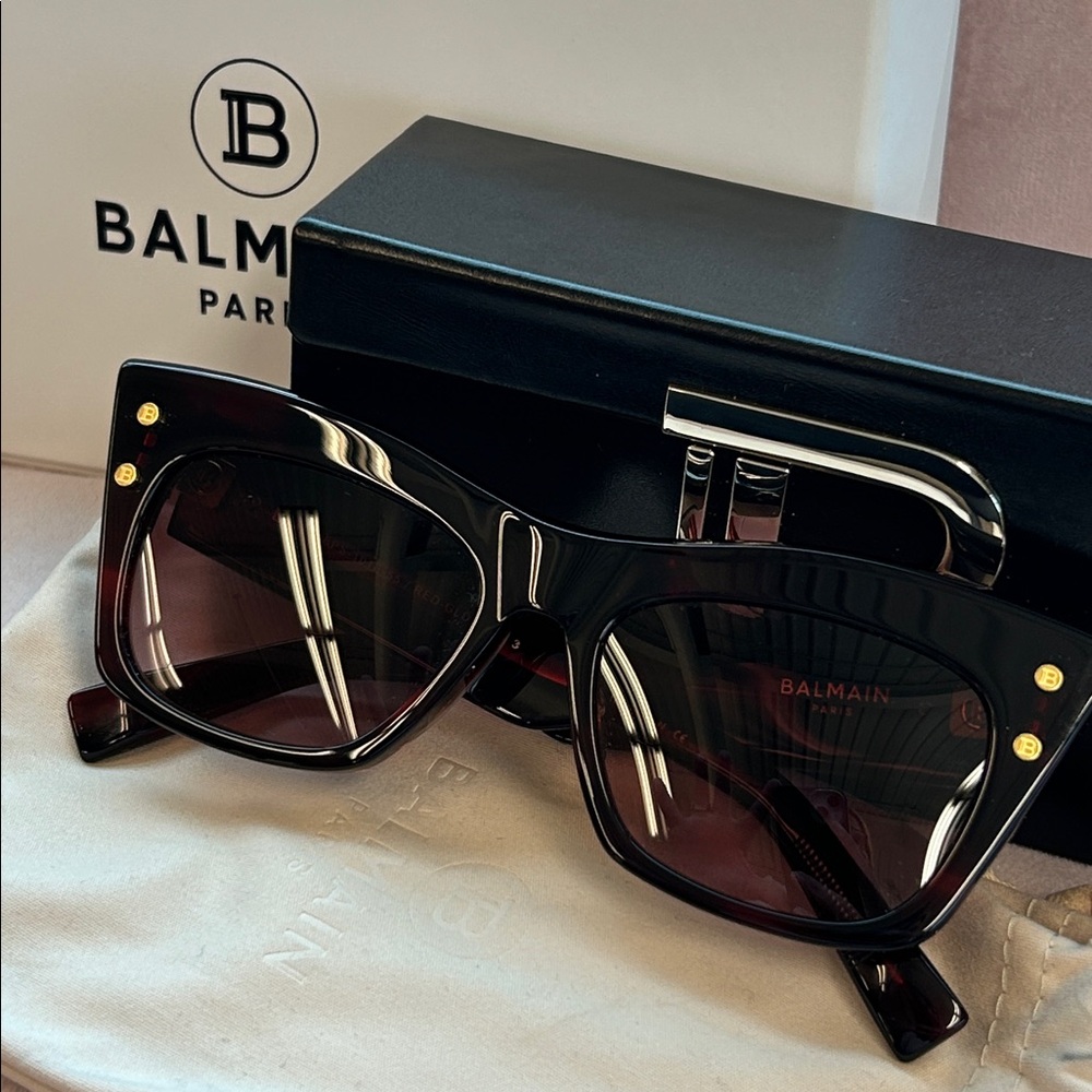 Balmain Paris Sunglasses Tortoise Shell With Gold… - image 1